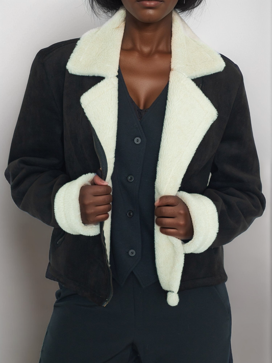 Recycled Vegan Shearling Moto Jacket | 