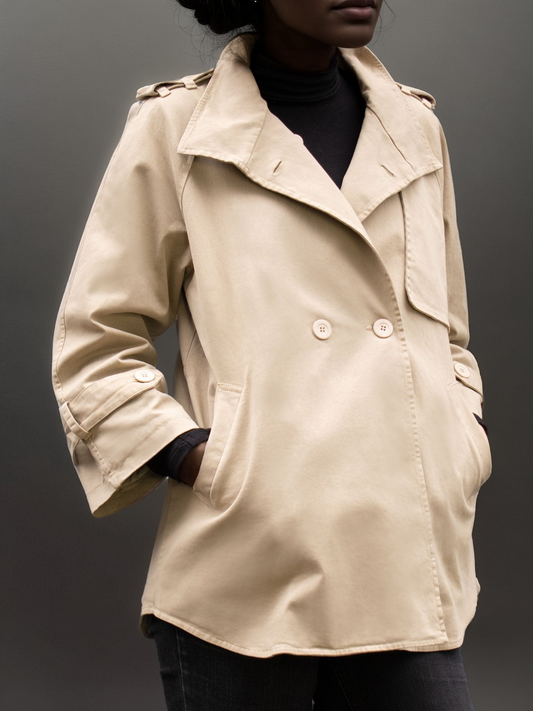 Cotton-Gaberdine Trench Coat | Vegan Coats & Jackets