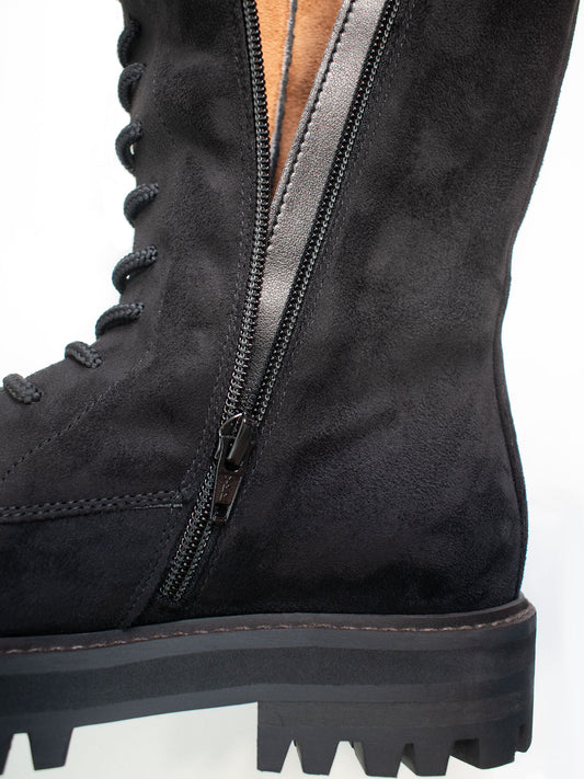 Lace-Up Vegan Suede High Boots | Vegan Women's Boots