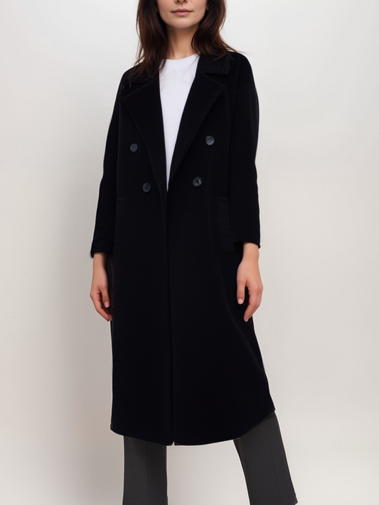 Double Breasted Vegan Wool Coat | 