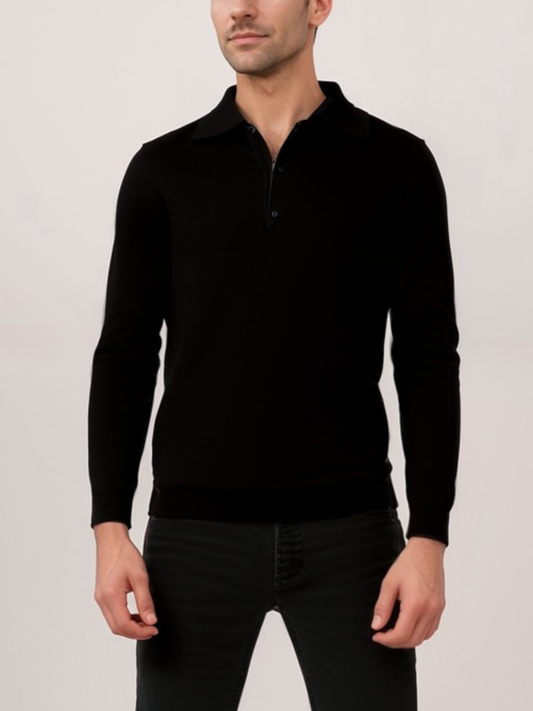 Recycled Long Sleeve Polo | Vegan Knitwear