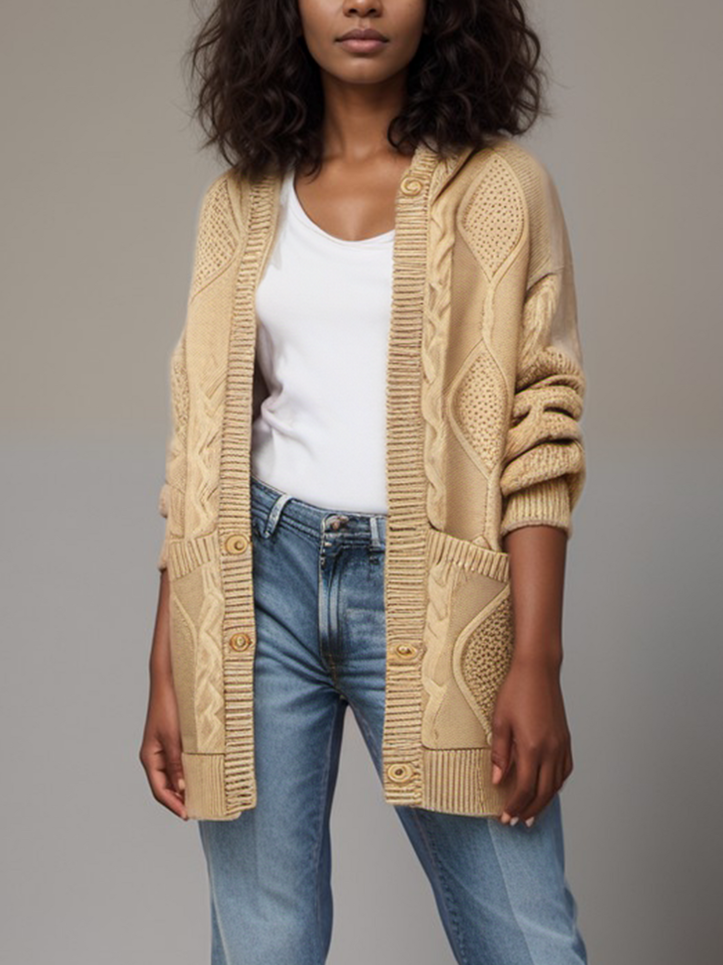 Hooded Button Up Knitted Cardigan