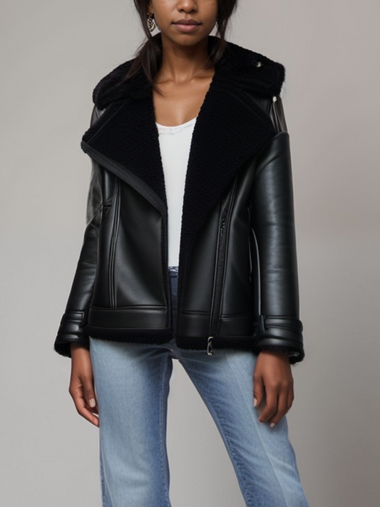 Oversized Recycled Vegan Shearling Aviator Jacket | 